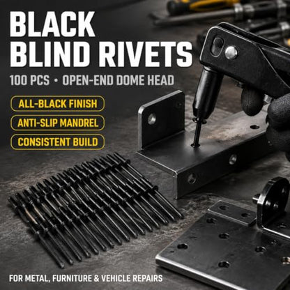 Antrader 1/8" x 1/4" Stainless Steel Blind Pop Rivets,Black,100Pcs - color: All Black, size: 1/8" x 1/4"