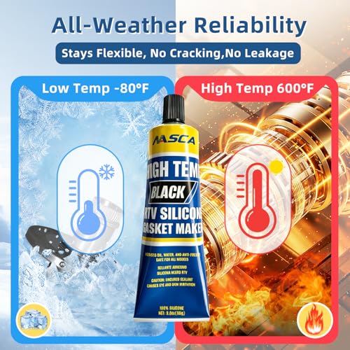 NASCA Black RTV Silicone Gasket Maker, High Temp Silicone Sealant, 3 oz