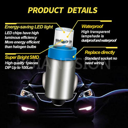 Ruiandsion BA7S 12V Mini LED Bulb for Car Dash Light – Blue - color: Blue