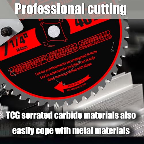 7 1/4 Inch Metal Cutting Saw Blade,Replace for Diablo D0748CF 7 1/4 Inch Metal and Stainless Steel Cutting Saw Blade,Compatible with 7-1/4 Inch Circular Saw,Cermet Carbide,5/8" Arbor,5X Longer Life - size: 7 1/4 Inch 48T Metal Chop Saw Blade
