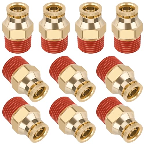DOT Approved Male Straight Brass Union 3/8" Tube x 3/8" NPT, 10PCS - size: 3/8" OD x 3/8" NPT