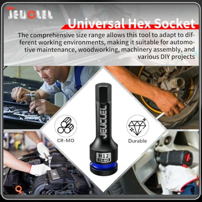12mm Hex Impact Bit Socket, H12 1/2" Drive Allen Socket, Cr-Mo - size: 1PC | H12 12MM