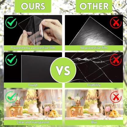 Clear Plastic Sheet, 10 PCS 12" x 12" x 0.02 Plexiglass Sheets,Clear PET Sheet Panels, Clear Acrylic Plastic Sheet for Picture Frame, Invitations, Poster Frames