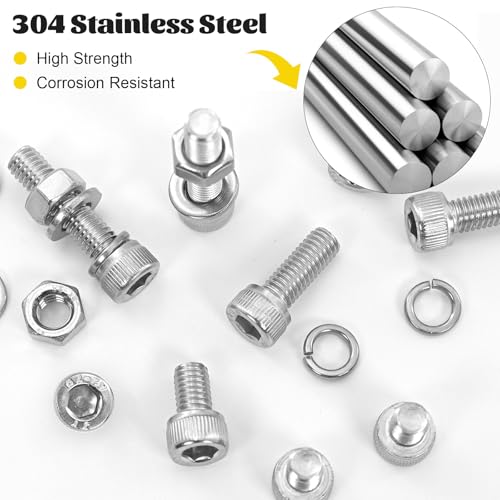 1220PCS M3 M4 M5 M6 Metric Hex Socket Head Screws Assortment Kit - size: SS M3M4M5M6 1220pcs