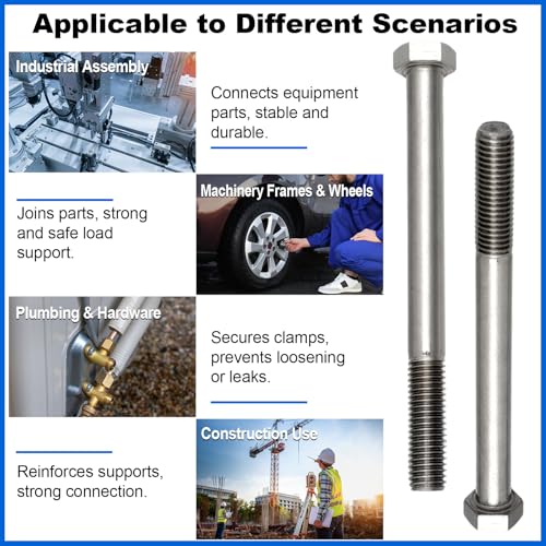 10 Pack 5/8-11 x 7'' Hex Head Cap Screw Bolt 304 Stainless Steel - size: 5/8-11 x 7''