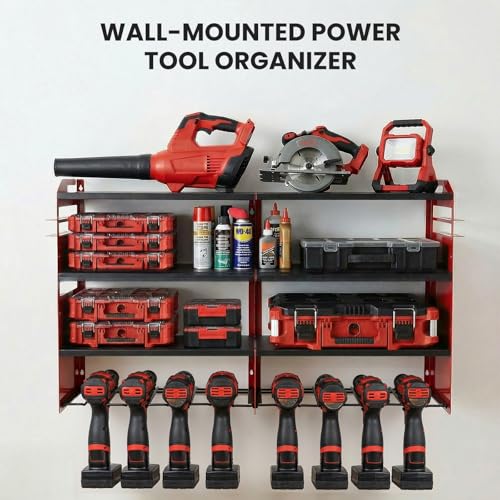 Large Power Tool Organizer Wall Mount - color: Red