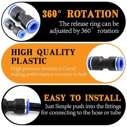 180 Pcs Push-to-Connect Air Hose Fittings Assortment Kit,Quick Connect Hose Fittings 1/8" 1/4" 5/16“ 3/8" 1/2" and 4 6 8 10 12mm Pneumatic Quick Connectors