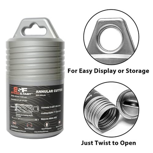 S&F STEAD & FAST Annular Cutter with Pilot Pin, 2-1/4" x 1", Mag Drill Bit - size: 2-1/4" x 1"