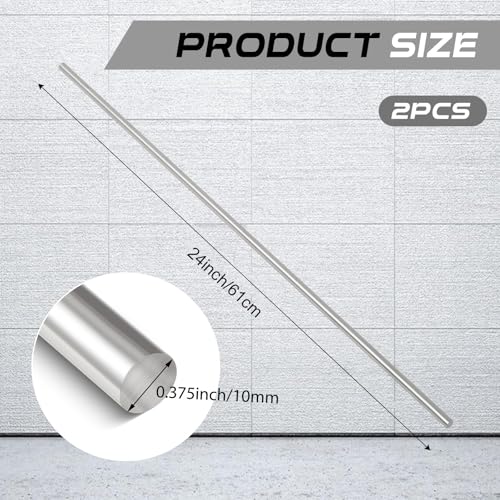 2 Pcs 304 Stainless Steel Rod 3/8''(10 mm) Diameter 24'' (610 mm) Length - size: 24'' (610 mm)