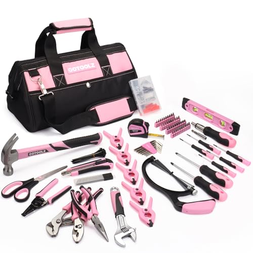 269-Piece Home Tool Set, General Household Repairing Tool Kit with Storage Bag, Basic Hand Tool Kit Set for Home Maintenance, DIY and Crafts - color: Pink