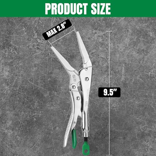 SK 9.5" Long Nose Locking Pliers, Vice Grips, Premium CR-V Steel - size: 9.5" Single