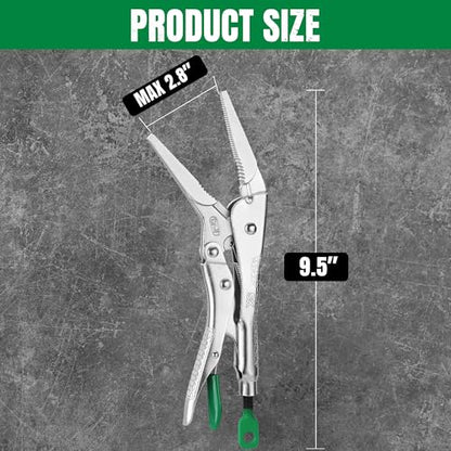 SK 9.5" Long Nose Locking Pliers, Vice Grips, Premium CR-V Steel - size: 9.5" Single