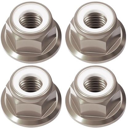 4Pcs M4 Flange Nuts Aluminum, M4-0.7mm Hex Flange Nylon Insert Lock Nuts for 1/10 Scale RC Car Traxxas Slash 4x4 2WD Stampede VXL Rustler VXL HPI Redcat Axial Racing Truck Buggy Crawler Wheels - color: Titanium, size: 4Pcs