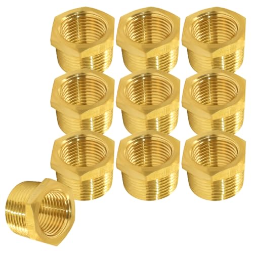 Joywayus 10Pcs Brass Reducing Hex Bushing 3/4" NPT Male to 1/2" NPT Female - size: 3/4" NPT Male x 1/2" NPT Female, style: 10PCS