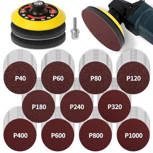 Pomsare 114PCS 5 Inch Angle Grinder Sanding Disc Kit, 40 to 1000 Grits - style: Premium 5 Inch 114 PCS