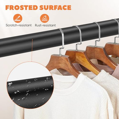 Metal Closet Rod 1.3" Heavy Duty Adjustable Hanging Rod 17-51 Inch - color: Matte Black, size: 17-51 IN