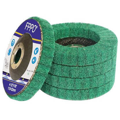 FPPO 5Pcs 4.5" x 7/8" Nylon Fiber Flap Disc Polishing Grinding Wheel,Scouring pad Buffing Wheel for Angle Grinder, Polishing Tools,Abrasive disks for Power-Operated Grinders (Grit 180) - style: grit 180