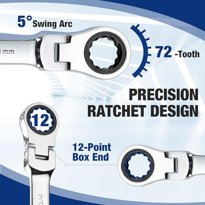 WORKPRO 22-Piece Ratcheting Wrench Set, Flex-Head & Polished - style: Flex-head & Polished