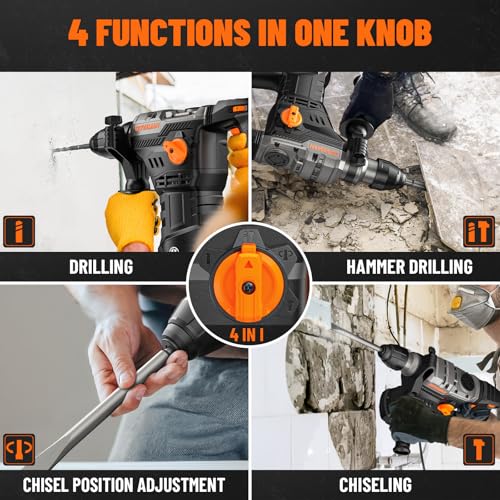 1-9/16'' SDS Rotary Hammer Drill, 12.5Amp Heavy Duty Rotary Hammer
