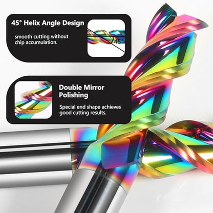 3pcs 1/16" Tungsten Carbide End Mills for Aluminum & Copper Alloys - size: 1/16 in