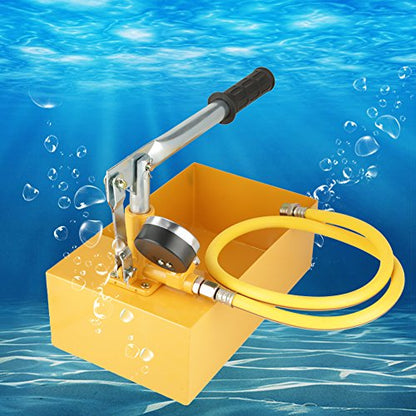 Focket Water Pump, 2.5MPa 2090g Manual Durable Hydraulic Yellow, Aluminum, Pipeline Tester Tool for Pressure Vessels, Pipes etc
