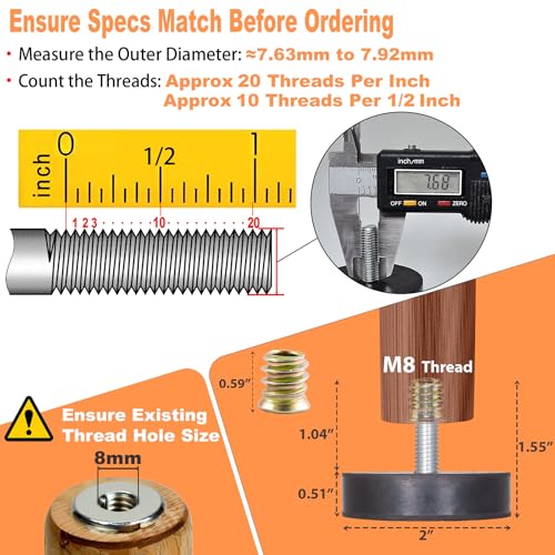 NEWBYTEK M8 Heavy Duty Leveling Feet, 2" Base Rubber Anti-Vibration (4Pk) - size: Metric M8 thread，4pcs