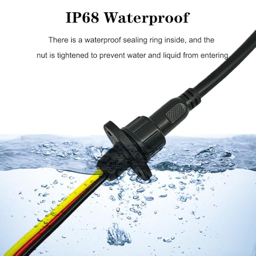 16AWG M16 3Pin Waterproof Connector,3 Wire Male Female Plug - size: 16AWG 3Pin Waterproof Connector