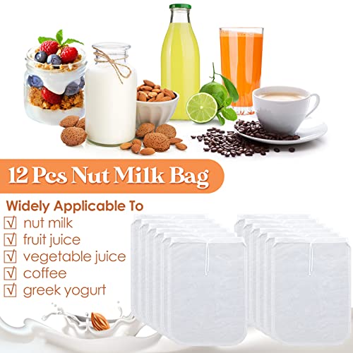 Tudomro 12 Pcs Nut Milk Bag 8 x 12 Inch Food Grade Cheese Cloth Bag - size: 7.9 x 11.8 inches/ 20 x 30 cm