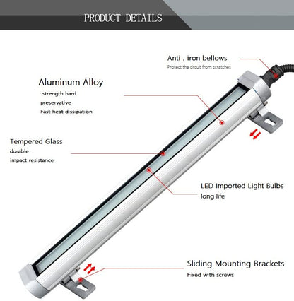 LED Tube Light 1000 Lumens CMMUNGYONE CNC Machine Waterproof Lamp 24V 14inch LED Lights Industrial Machine Interner Lighting LED Work Light Workshop Lamp (10)