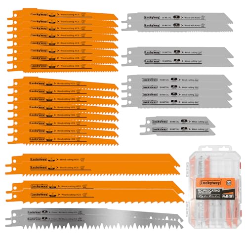 Luckyway Reciprocating Saw Blades Set, Sawzall Blades Set 32-Piece
