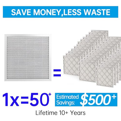 UBeesize 14x14x1 Reusable Electrostatic Air Filter HVAC AC Furnace Filter,MERV 8, Washable, Lasts a Lifetime,Permanent Air Filter,Breathe Fresher,Home And Office(Actual Size:13.5x13.5x0.82 Inch) - size: 14" x 14" x 1"