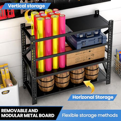 Heavy Duty Metal Shelving Units, Garage Shelves & Storage System - size: 75"W x 24"D x 69"H