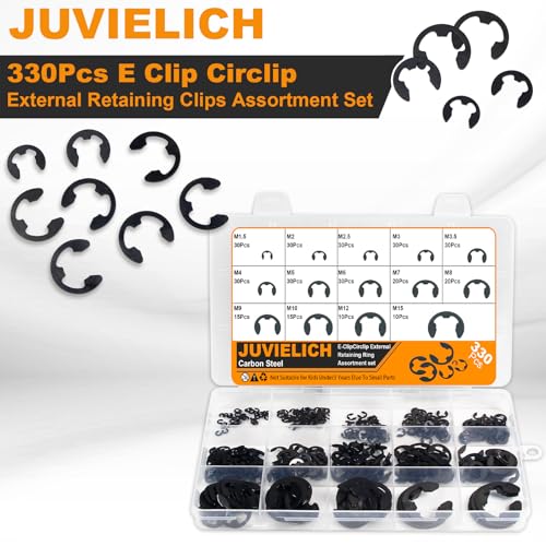 330Pcs E Clips Assortment Kit (M1.5-M15), 304 Stainless Steel - color: Black, size: E Circlip Assortment Kit