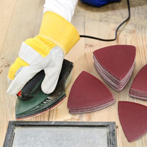 Triangle Sanding Pads 3.26 in Self Adhesive Sand Paper for Oscillating Tool Detail Sander Sandpaper for Corner Access Multi Tool Sanding Pad for Woodworking and Surface Prep