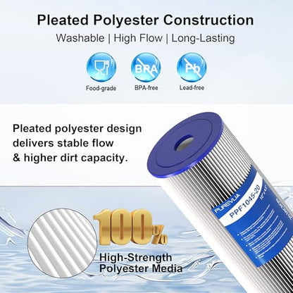 10" x 4.5" Pleated Sediment Water Filter Cartridge 20 Micron 4-Pack