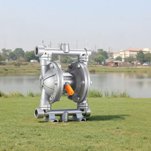 VEVOR Air Operated Double Diaphragm Pump, 6.6 GPM, 3/8 inch Inlet & Outlet Pneumatic Waste Oil Transfer Pump, Max 100 PSI, Aluminum Alloy Body, Air-Operated for Diesel, Grease, Kerosene, Gasoline - style: 3/8 inch 6.6GPM Aluminum Alloy