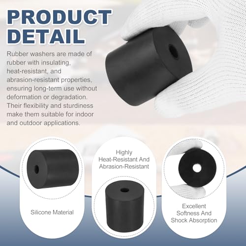 uxcell 5Pcs Rubber Spacers, 70mm OD, 12mm ID, 20mm Thick Black Round Anti Vibration Rubber Pads Isolation Bushings Washer for Home Cars Boat(2.76" OD x 0.47" ID x 0.79" Thick) - size: 40mm OD x 8mm ID x 40mm Thick