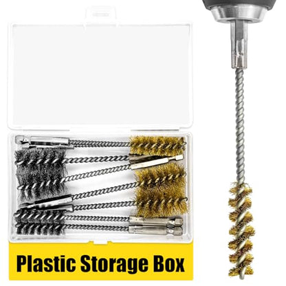 8 Pcs Bore Brush Set - 304 Stainless Steel & Brass Drill Wire