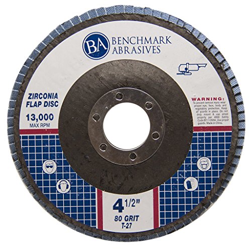Benchmark Abrasives 4.5" Premium Zirconia Type 27 Flap Discs Grinding Wheels for Sanding Stock Rust Removal Finishing Grinding Deburring Stainless Steel, 7/8" Arbor (10 Pack) - 80 Grit - style: 80 Grit