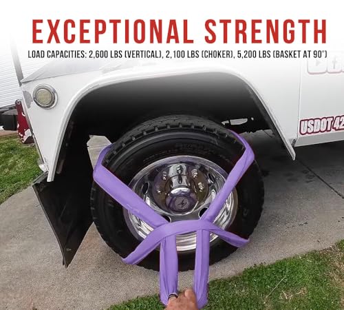 2 Pack 2 ft Purple Polyester Endless Round Sling 2600 LBS Vertical Capacity | 2100 LBS Choker | 5200 LBS Basket | Heavy Duty Endless Sling for Wrecker Recovery, Lifting & Towing - color: Purple - Vertical Capacity: 2,600 lbs., size: 2 Feet, style: 2 - Pac