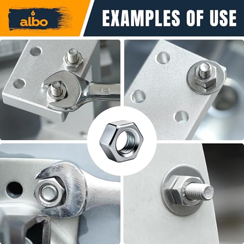 ALBO 250 PCS SAE Hex Nuts Assortment – Stainless Steel 304 Hardware Set (#2-56 to 1/2"-13) – SAE Nut Assortment in Organizer Box – 1/4 20 Nut, 3/8 Nuts, 1/2 Nuts, etc. - size: SAE Set 250pcs