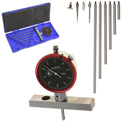 iGaging Depth Gauge Dial Indicator 0-22" Measuring Range, 0.0005" Resolution, 2-Position Base