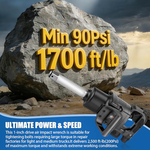 XIIW 1 Inch Air Impact Wrench, Up to 2500ft-lbs Torque, 1 Inch Impact Gun - size: 1 Inch | 2500 ft-lbs
