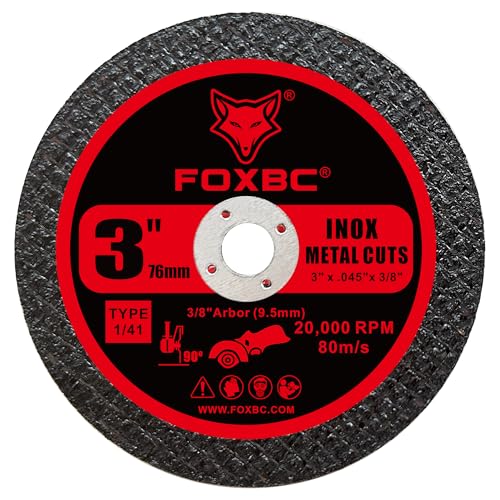 FOXBC 3 Inch Cut Off Wheel Discs, Metal & Stainless Steel Cutting Disc for Die Grinder, 3” x 3/64” x 3/8” - 50 Pack