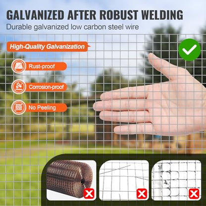 VEVOR Hardware Cloth, 1/2 inch 24in x 100 ft 19 Gauge, Hot Dipped Galvanized Wire Mesh Roll, Chicken Wire Fencing, Wire Mesh for Rabbit Cages, Garden, Small Rodents - size: 24'' x 100'