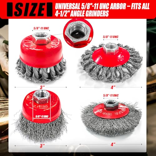 8pcs 4-1/2" Angle Grinder Wire Wheel Set
