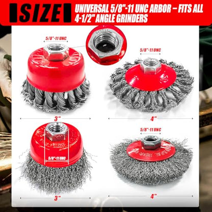 8pcs 4-1/2" Angle Grinder Wire Wheel Set