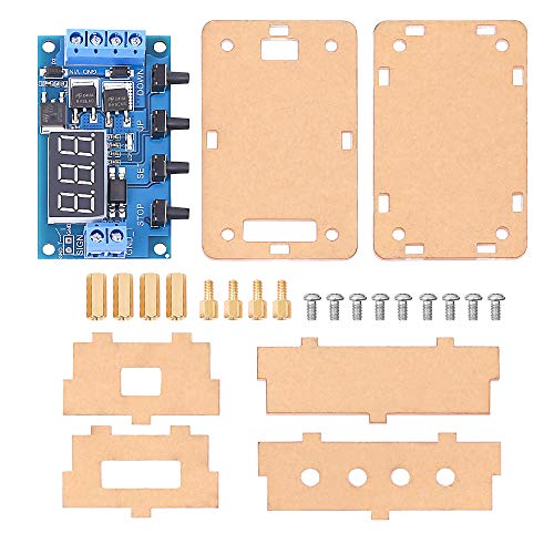 Programmable Timer Delay Relay Module DC 5V-36V Adjustable On/Off Cycle Timer Switch with Dual MOS Output Digital Display Emergency Stop Protective Case for Smart Home Automation DIY Electronics