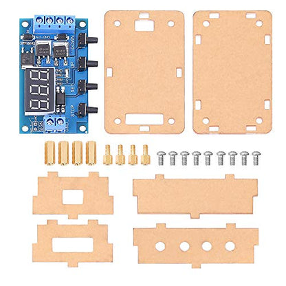 Programmable Timer Delay Relay Module DC 5V-36V Adjustable On/Off Cycle Timer Switch with Dual MOS Output Digital Display Emergency Stop Protective Case for Smart Home Automation DIY Electronics