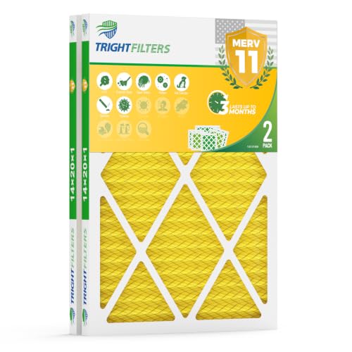 TRIGHTFILTERS 14x20x1 Air Filter MERV 11 HVAC Furnace Filter Pleated 2 Pack - size: 14x20x1